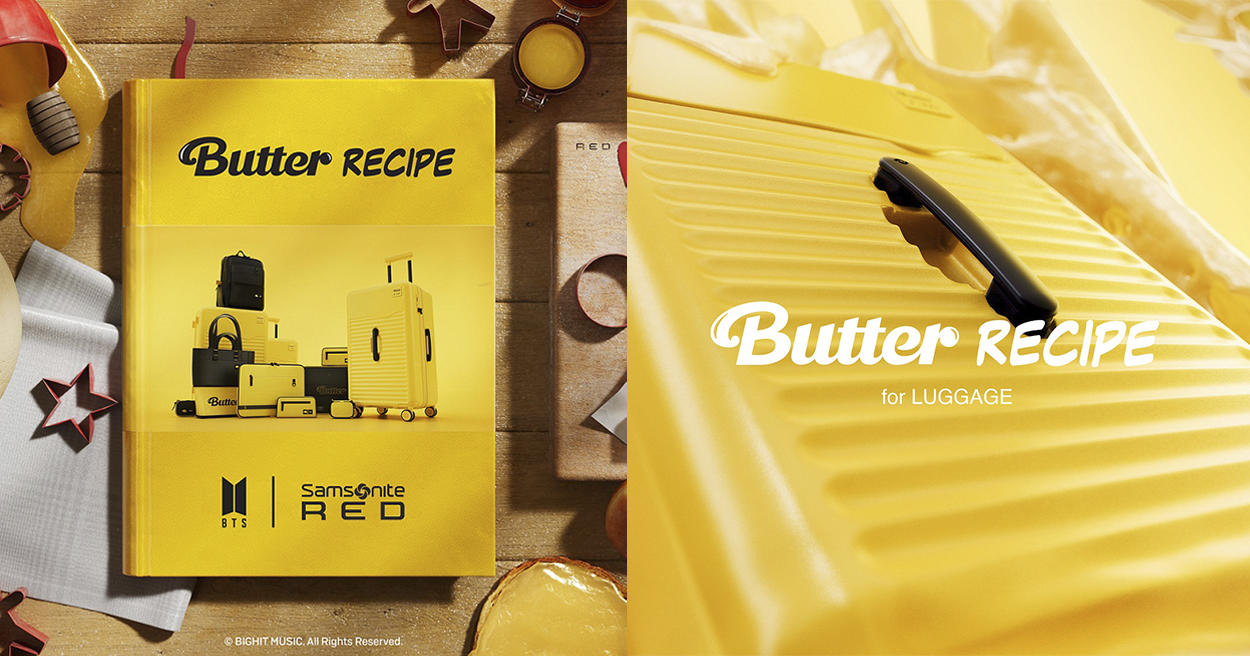 心臟爆擊！Samsonite RED x BTS"Butter"聯名系列開賣，黃色奶油行李箱超時尚！